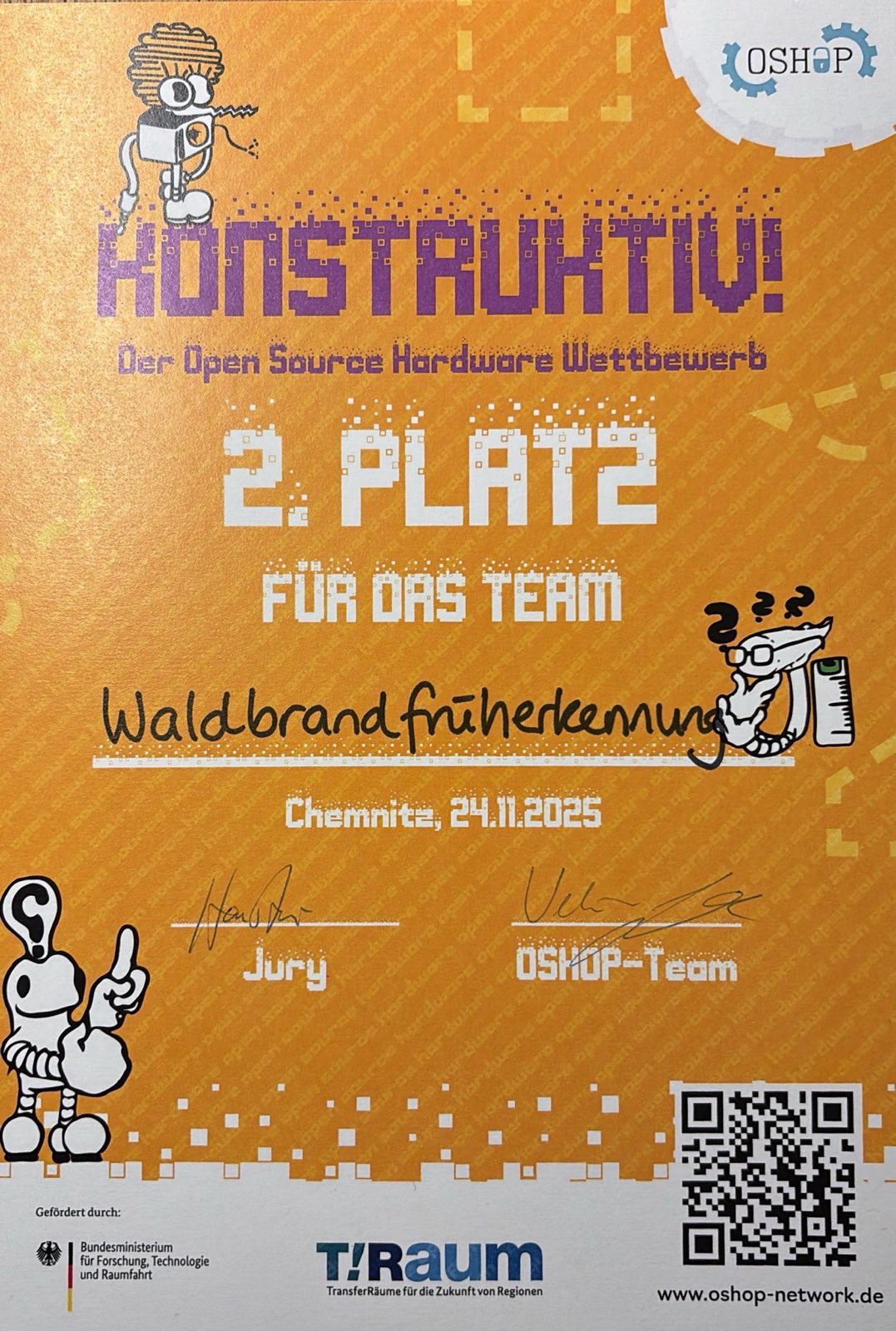 OSHOP 2. Platz Urkunde